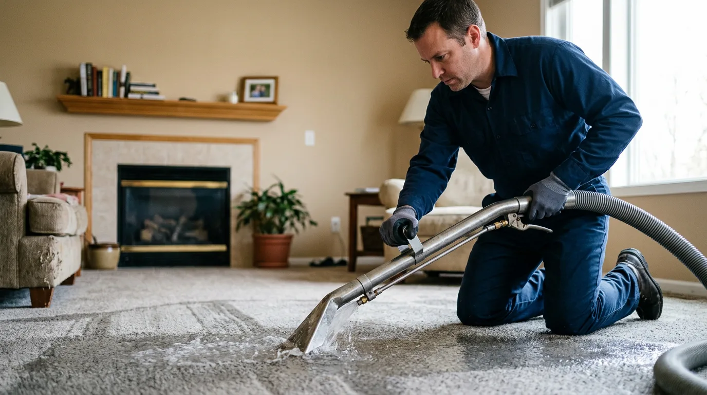 Water damage restoration technician working near Cornwall, PA